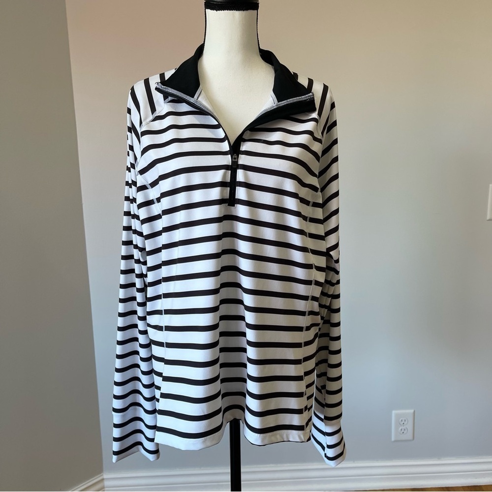 J. Crew Active Cloud stretch half  zip pullover stripes women's size 2X